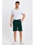 Erkek Lastikli Baskılı Cepli Klasik Kısa Siyah Şort 3