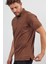 Erkek Basic Cepli Çıtçıtlı Dar Kahverengi Polo Yaka Tişört 4