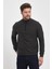 Erkek Uzun Kışlık Dik Yaka Fermuarlı Siyah Sweatshirt 2