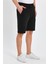Erkek Lastikli Baskılı Cepli Klasik Kısa Siyah Şort 5