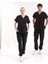 Siyah Jogger Scrubs Lüks Likralı Greys Takım 1