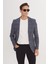 ALTINYILDIZ CLASSICS Erkek Lacivert Slim Fit Dar Kesim Mono Yaka Kazayağı Desenli Blazer Ceket 1