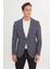 ALTINYILDIZ CLASSICS Erkek Lacivert Slim Fit Dar Kesim Mono Yaka Kazayağı Desenli Blazer Ceket 3
