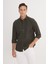ALTINYILDIZ CLASSICS Erkek Haki Slim Fit Dar Kesim Italyan Yaka %100 Pamuk Gofre Gömlek 2