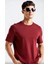 Fit Bisiklet Yaka Basic Düz Kısa Kollu Tişört Bordo 1