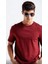 Fit Bisiklet Yaka Basic Düz Kısa Kollu Tişört Bordo 3