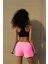 Pembe Yan Fermuarlı Mini Boy Kadın Mayo Deniz Şortu 816P 5