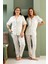 Kısa Kol Gömlek Yaka Kadın Pinterest Pijama Takımı - Yazlık Kadın Pijama- Geniş Beden Aralığı 3