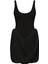 Drape Detaylı Siyah Mini Elbise 1