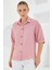 Pembe Kısa Kol Oversize Keten Gömlek 20240 1