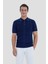 Erkek Lacivert Polo Yaka Örgü Desenli T-Shirt 2