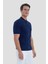 Erkek Lacivert Polo Yaka Örgü Desenli T-Shirt 4