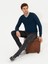 Erkek İndigo Slim Fit V Yaka Basic Triko Kazak 50211259-VR028 1
