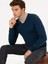 Erkek İndigo Slim Fit V Yaka Basic Triko Kazak 50211259-VR028 4