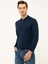 Erkek Lacivert Slim Fit Polo Yaka Basic Triko Kazak 50211330-VR033 3