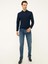 Erkek Lacivert Slim Fit Polo Yaka Basic Triko Kazak 50211330-VR033 5