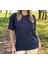 Lacivert Yuvarlak Yaka Kısa Kollu Pamuklu Oversize T-Shirt 1