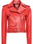 Newage Kadın Kırmızı Slim-Fit Biker Deri Ceket 25SGD5983U5 1