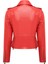 Newage Kadın Kırmızı Slim-Fit Biker Deri Ceket 25SGD5983U5 2