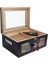 Siyah 2 Katlı Camlı Humidor Puro Kutusu RC21 4