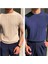 Vizon-Lacivert 2'li Erkek Yuvarlak Yaka Örme T-Shirt 1