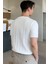 Beyaz Erkek Yuvarlak Yaka Örme T-Shirt 4