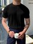 Siyah Erkek Yuvarlak Yaka Örme T-Shirt 1