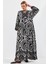 2423 Otantik Desenli Tesettür Elbise - Siyah5 1