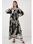2423 Otantik Desenli Tesettür Elbise - Siyah 12 1