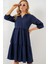 Kadın Düğmeli Kısa Kol Elbise 2559 - Lacivert 4