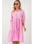 Kadın Düğmeli Kısa Kol Elbise 2559 - Pembe 1