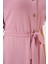 Kadın Kısa Kol Düğmeli Elbise 2555 - Pudra 5