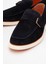 Erkek Hafif Tabanlı Toka Detaylı Loafer Gerçek Süet Deri Cr 2406 Lacivert 3