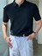 Siyah Erkek Fitilli Polo Yaka Triko T-Shirt 1