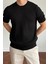 Erkek Siyah Fitilli Slim Fit Bisiklet Yaka Triko T-Shirt 4