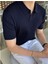 Lacivert Erkek Fitilli Polo Yaka Triko T-Shirt 3