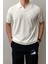 Erkek Beyaz Patlı Kısa Kollu Polo Yaka Triko T-Shirt 1