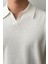 Erkek Beyaz Patlı Kısa Kollu Polo Yaka Triko T-Shirt 3