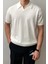 Erkek Beyaz Patlı Kısa Kollu Polo Yaka Triko T-Shirt 4