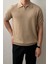 Erkek Camel Patlı Kısa Kollu Polo Yaka Triko T-Shirt 2
