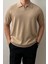 Erkek Camel Patlı Kısa Kollu Polo Yaka Triko T-Shirt 3
