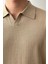 Erkek Camel Patlı Kısa Kollu Polo Yaka Triko T-Shirt 4