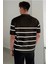 Erkek Düğmeli Polo Yaka Çizgi Detaylı Slim Fit Triko T-Shirt 4
