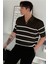 Erkek Düğmeli Polo Yaka Çizgi Detaylı Slim Fit Triko T-Shirt 5