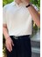 Beyaz Erkek Fitilli Polo Yaka Triko T-Shirt 1
