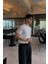 Erkek Beyaz Fitilli Slim Fit Bisiklet Yaka Triko T-Shirt 5