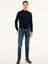 Erkek Lacivert Slim Fit Çeyrek Balıkçı Yaka Basic Triko Kazak 50227576-VR033 5