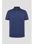 Erkek Lacivert Polo Yaka Desenli Kısa Kollu T-Shirt 1