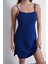 Ince Askılı Kısa Elbise -Koyu Mavi 3
