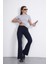 Crop Slim Fit Pamuk Likra Tişört-Gri Melanj 2